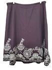 Boden Brown Floral Embroidered Wool Blend Lined Midi Skirt Side-zip Size Xxl