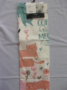 Mainstays Baumwolle Latz Stil Schürze "Coffee Right Meow" Katzen/Blumen/Herzen Neu mit Etikett - Bild 1 von 2