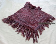 P54 Hoodie Pullover Woolen Winter ladies women gift hand knitted Poncho Nepal 