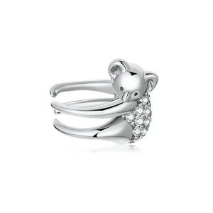 925 Sterling Silver Koala CZ Ear Cuff Single Earring A4429 - Picture 1 of 6