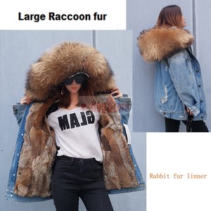 fur hooded denim jacket