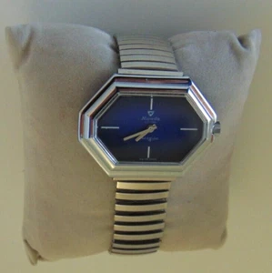 NIVADA MECCANICO MANUALE  SWISS MADE OROLOGIO DONNA VINTAGE GEOMETRICO BLU (NOS) - Imagen 1 de 3
