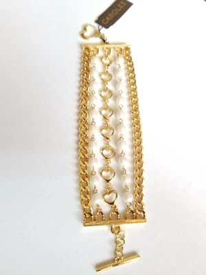 Pulsera de perlas con cadena de corazón dorado para mamá boda cumpleaños aniversario mujeres Foto 1 de 4