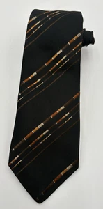 Vtg SULKA Tie 100% Silk Tie Black Brown Orange Striped Textured EUC - Picture 1 of 6