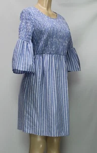 Beige by eci Women's Dress Half Sleeve Striped Blue/White Size M - Picture 1 of 7