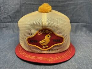 Vtg Crow's Hybrid All Mesh Pom Hat Snapback Cap Slick Chick Patch K-Brand USA