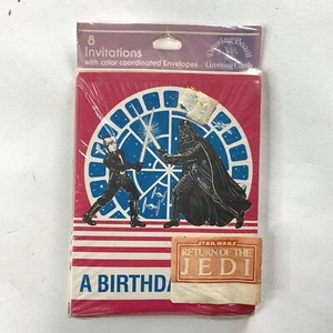 Invitaciones de fiesta de cumpleaños Star Wars Return of the Jedi 1983 de colección variante roja - Imagen 1 de 2