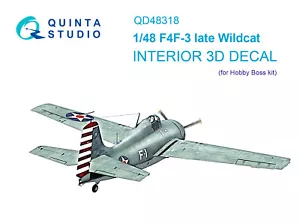 Quinta Studio QD48318 1/48 F4F-3 Decalcomania 3D tardiva Wildcat (per kit Hobby Boss) - Foto 1 di 8