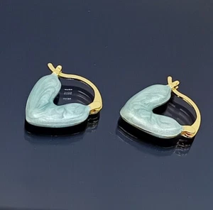 18 Karat Gold gefüllt atemberaubend italienischer Petite Hoop 18ct GF Herz Ohrringe 20 mm 03 - Bild 1 von 8