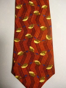 Robert Talbott Nordstrom Silk Tie Red Blue Brown Beige Ovals 52" Short Tie - Bild 1 von 2