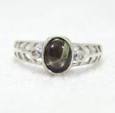 Ring 9 kt Gold Stern Saphir Diamant Größe 6 3/4 - N - Bild 1 von 4