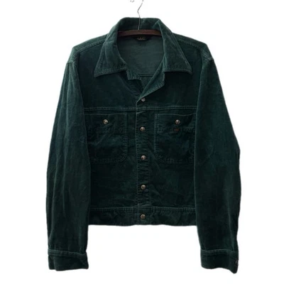 复古 20 世纪 70 年代 Lee Riders 绿色灯芯绒卡车司机夹克美国制造 70 年代 — 第 1/4 张图片