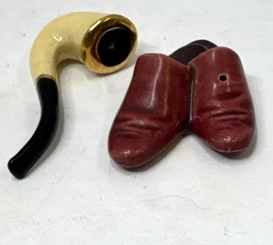 Vintage Arcadia Miniatur Salz & Pfefferstreuer Pfeife und Herren Hausschuhe SP13 - Bild 1 von 9