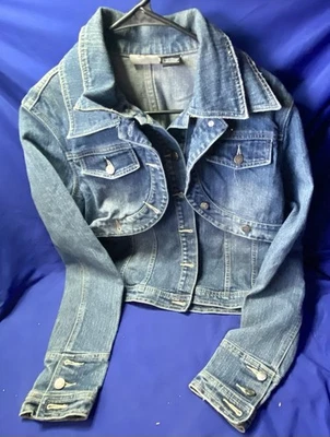 Blazer raro Mecca feminino jeans jaqueta azul (tamanho G) usado - Imagem 1 de 4