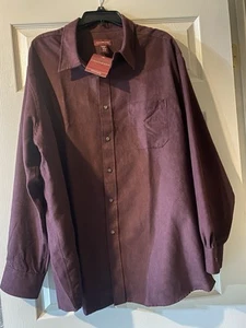 Vintage Covington Micro Suede Button Up Shirt Mens XXL Maroon Long Sleeve - Picture 1 of 5