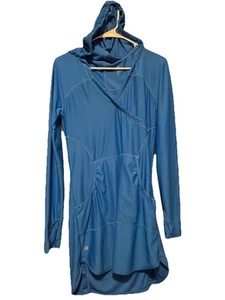 Sudadera con Capucha Athleta Túnica Larga Azul Bolsillos Frontales Agujeros para el Pulgar Talla S Cuello - Imagen 1 de 12