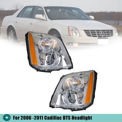 HID Chrome For Cadillac DTS 2008 2009 2010 2011 Left+Right Headlights Headlamps - Image 1 of 4