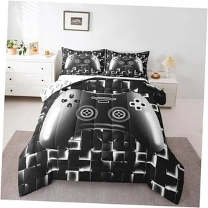 Gaming Comforter for Boys Teens Game Bedding Set for Kids Twin Black Grey - Picture 1 of 6