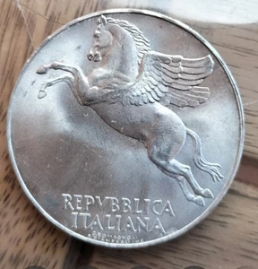 ITALIA REPUBBLICA - 10 LIRE 1950 - PEGASO CAVALLO ALATO E RAMO ULIVO - KM 90 - Foto 1 di 3