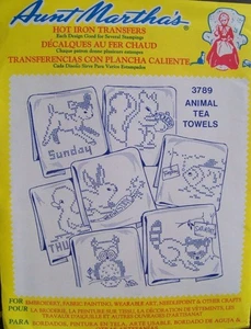 Aunt Marthas 3789 DOW Cross Stitch Animal Tea Towels Embroidery Transfer Pattern - Picture 1 of 2