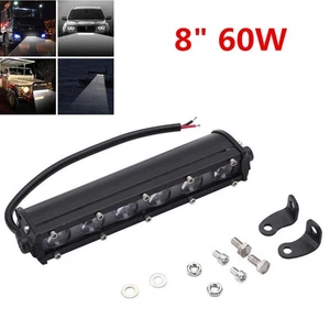 1X Slim Single Row 8'' 60W Aluminum 6D Spot Beam LED Car Off-Road Work Light Bar - Picture 1 of 12