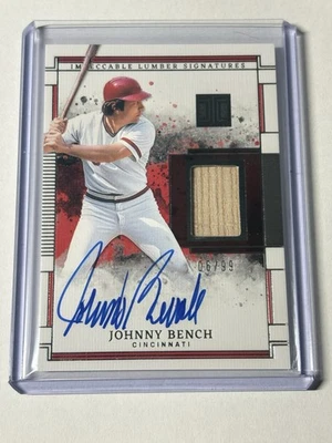 Johnny Bench 2025 Panini Impeccable SP Game Used Lumber Auto Autograph /99 Reds - Image 1 of 2