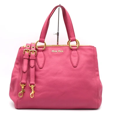 Bolsa tote de mão MIUMIU couro rosa autêntica - Imagem 1 de 4