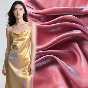 Colorful Gradient Mercerized Satin Fabric For Sew Evening Dress Clothes Material - Picture 1 of 19