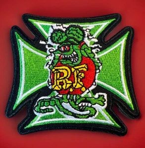 🔥 Parche Rat Fink Mouse Hierro en Cruz Ed Big Daddy Roth Hot Rod Arte Coche Camión - Imagen 1 de 7
