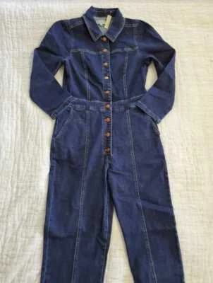 NEW WOMEN'S 4 14 MADEWELL DENIM JEAN PUFF SLEEVE JUMPSUIT COVERALLS - Image 1 of 4