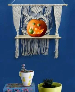 Macrame Wall Hanging | Woven Boho Chic Wall | Handmade Woven | Halloween Pumpkin - Picture 1 of 4