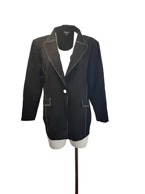 Misook Blazer w/ knit side panels and one button closure Women's Size Large - Image 1 of 4