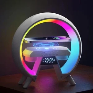 LED Lamp RGB Alarm Clock Wireless Phone Charger Bluetooth Speaker Night Light - Picture 1 of 4