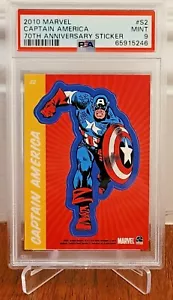 PSA 9 2010 Rittenhouse 70 Years of Marvel Stickers CAPTAIN AMERICA #S2 Card - Picture 1 of 2