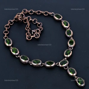Mothers day Sale Natural Peridot Copper Chain Electroformed New Necklace Jewelry - Picture 1 of 11