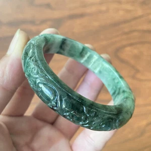 56mm Certified Green Burma 100% Natural A JADE Jadeite Bangle Bracelet 手镯 5779 - Picture 1 of 12