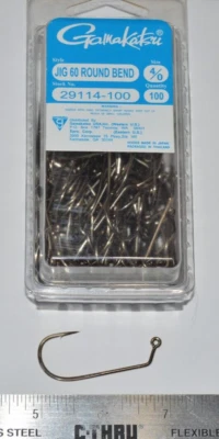 gamakatsu jig 60 round bend hooks 4/0 super value pack 29114-100 hooks - Image 1 of 3