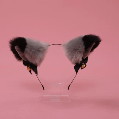 Faixa de cabelo de orelhas de gato engraçadas de lã 2 cm simulada japonesa orelhas de gato - Imagem 1 de 4