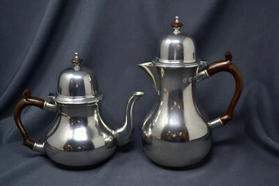 Juego de cafetera de peltre colonial vintage Estate John Somers Brasil mango de madera Foto 1 de 4