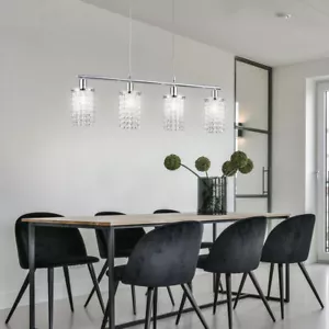 Hängeleuchte Decken Pendellampe 4 flammig Kristall Behang Esstischleuchte H150cm - Bild 1 von 10