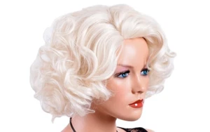 Unbranded 12" Short Blonde Curly Wigs for Women Big Wavy 80s Flip Wigs Cosplay - Picture 1 of 6