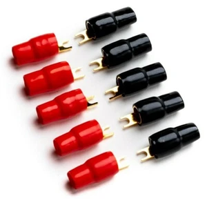 SPUR 0 70mm² 5mm BOLZEN GABELKLEMMEN 5 PAAR ROT SCHWARZ 0 AWG 10 Klemmen - Bild 1 von 2