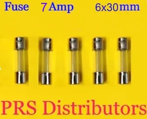 Fusibile 7A 250V 6X30mm Fusibile Vetro 7 Amp 5 pezzi VENDITORE USA - Foto 1 di 3