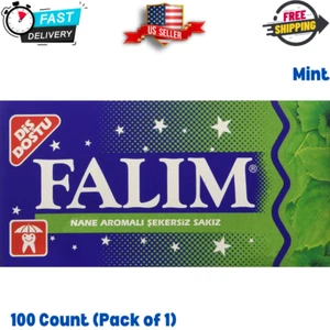Goma lisa Falim sin azúcar envuelta individualmente, sabor menta, 100 piezas (paquete 1) - Imagen 1 de 2