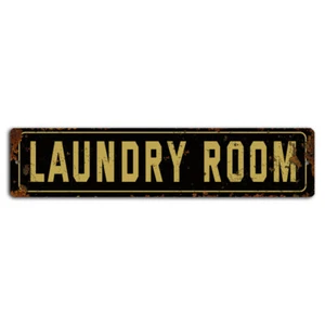Laundry Room Dark Yellow Rustic Street Sign - 18x4 Inch Metal Decor - Picture 1 of 1