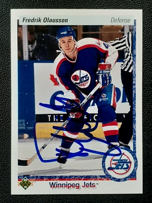 FREDRIK OLAUSSON AUTHENTIC AUTOGRAPH 1990-91 UPPER DECK 90-91 NO 237      91455 - Image 1 of 2