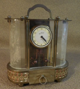Vintage Schmid-Schlenker Brass Wind Up Clock 8 Day w Reuge Music Box Germany - Picture 1 of 11