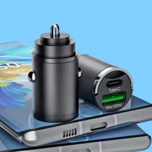 A Dual-port Universal Car Super Fast Charger 100W USB Type C QC3.0 PD Char XTN - Zdjęcie 1 z 11
