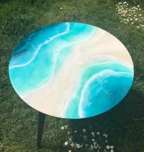 Ocean Epoxy Coffee Table Top, Epoxy Wooden Table Top, Black friday sale decor - Picture 1 of 7