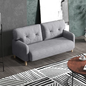 58" Loveseat Sofa for Bedroom 2 Seater Couch Grey - Picture 1 of 11